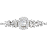 Silver bracelet featuring marquise links and a central radiant-cut stone