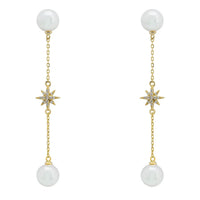 Falling Star Pearl Drop Earrings Gold-0