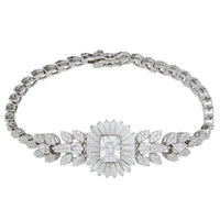 Silver bracelet with marquise links and central radiant-cut stone