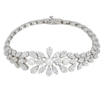 Pearl and crystal floral tennis bracelet