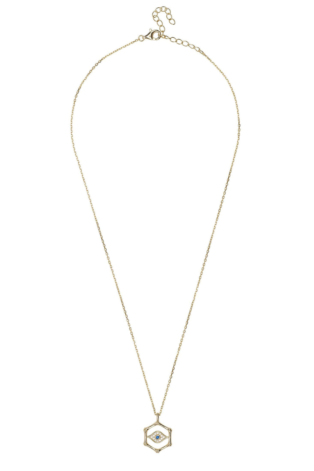 Gold chain necklace with hexagon evil eye charm pendant