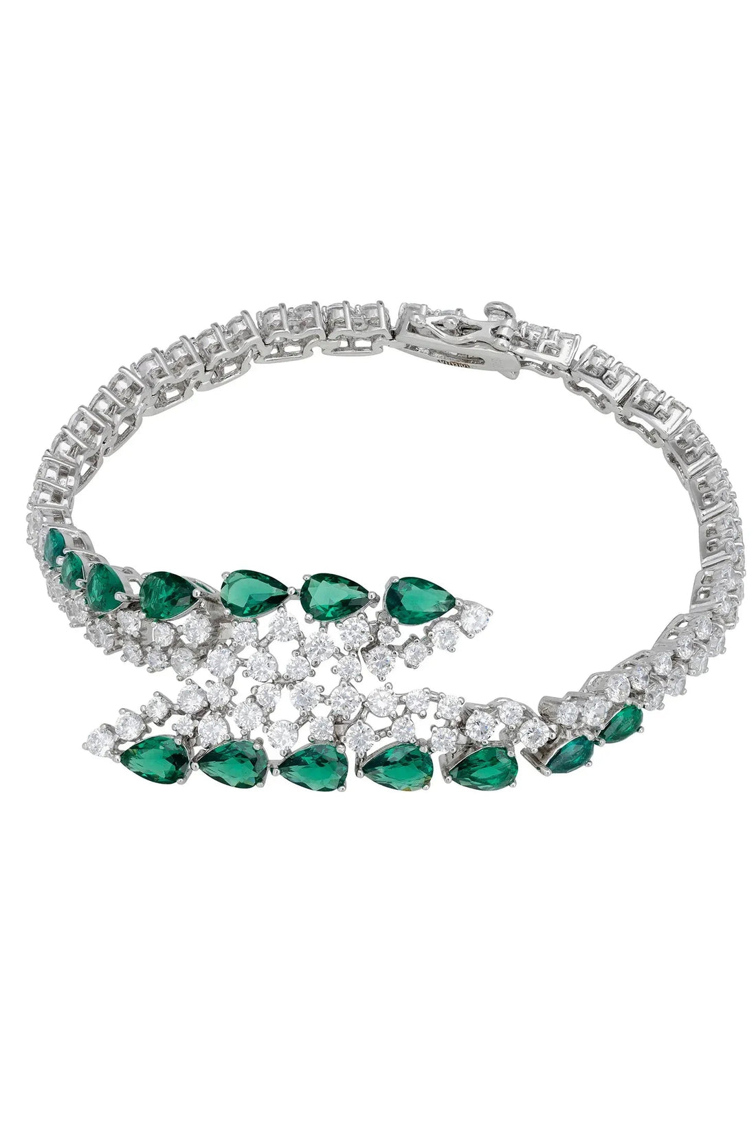 Baroness Tennis Bracelet Emerald Silver-0
