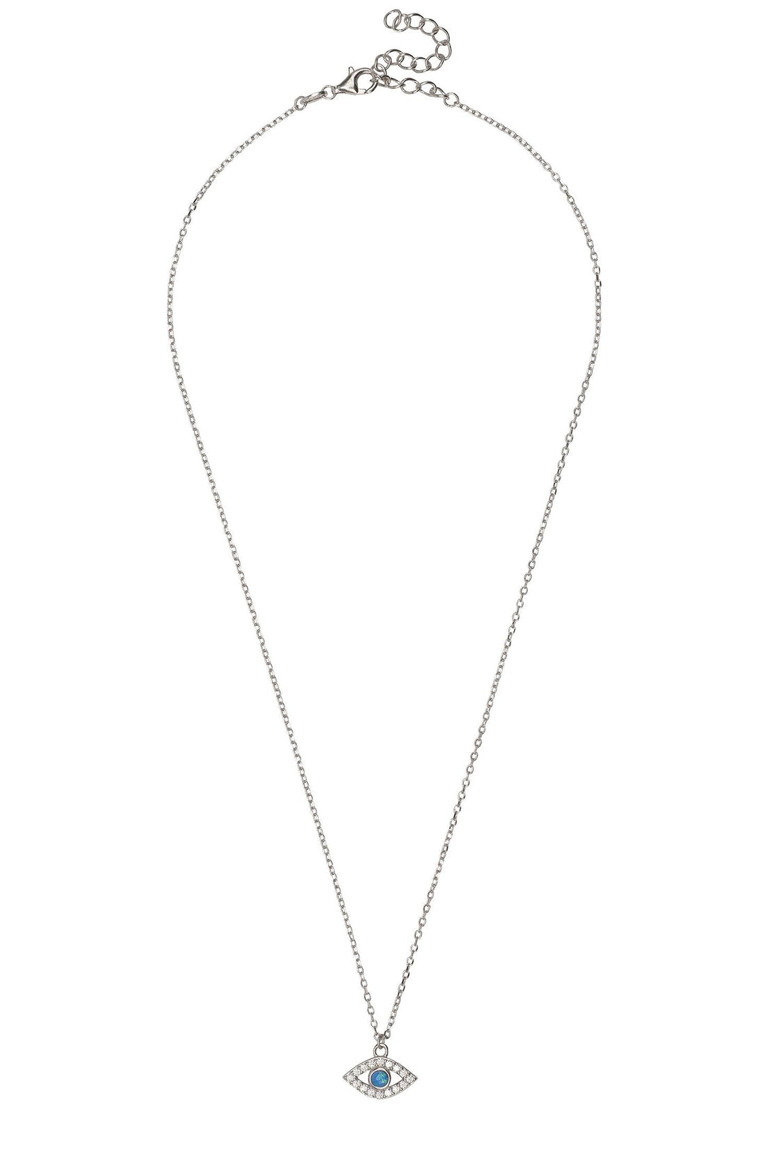 Elliptical Evil Eye Necklace Blue Opal Silver-2