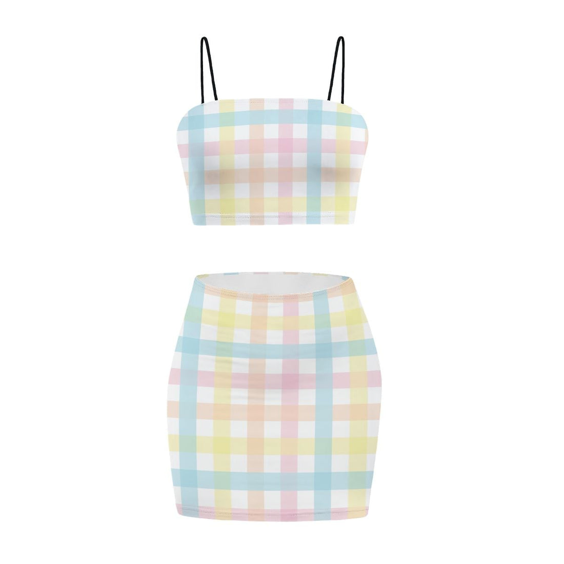 Pastel Multi Colour Gingham Co Ord Set - Women&