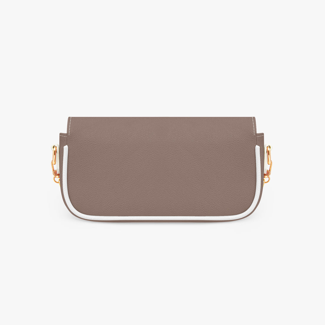 Brown leather small shoulder bag with top flap edge and gold chain strap links