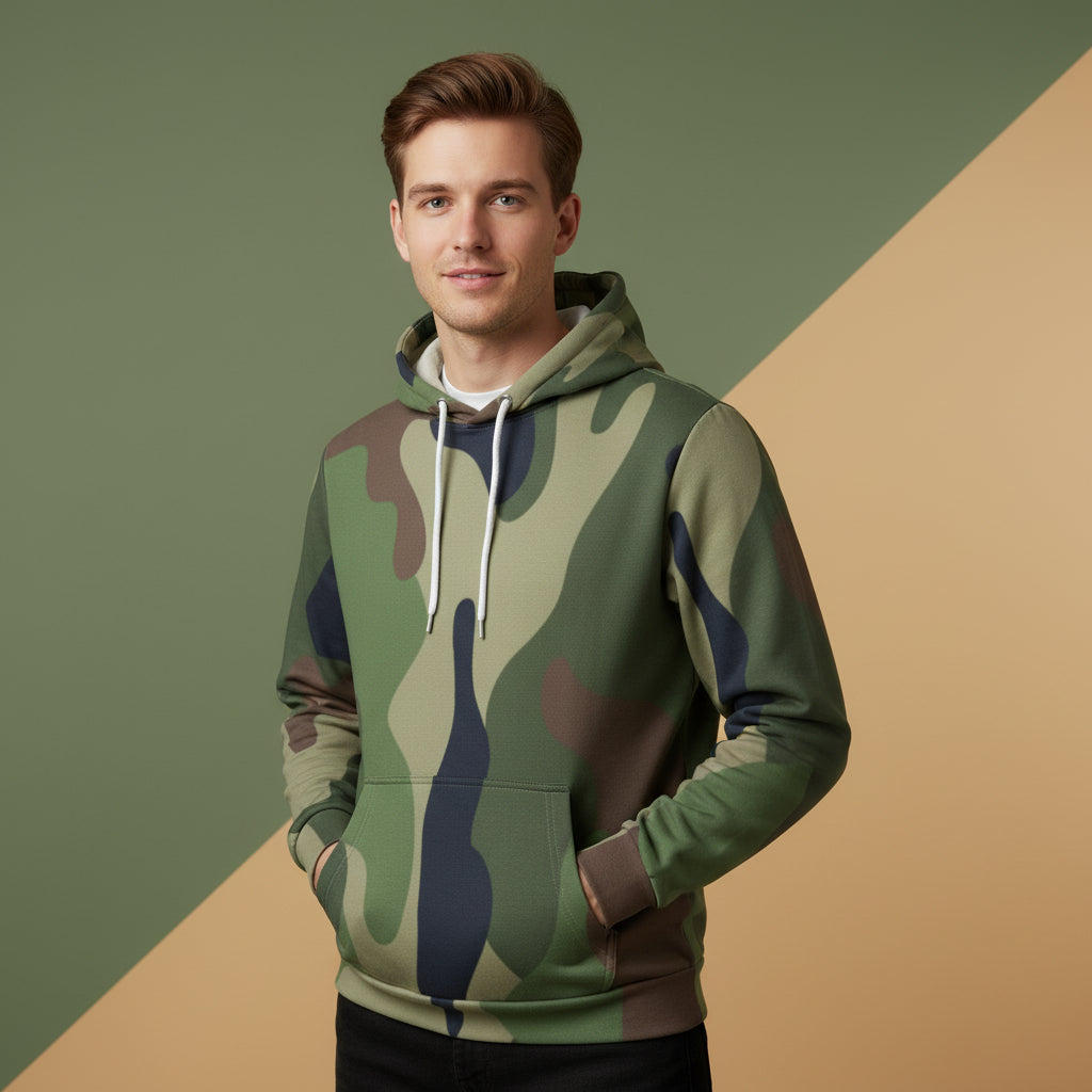 Classic Woodland Green Camo Hoodie | Unisex Streetwear Pullover