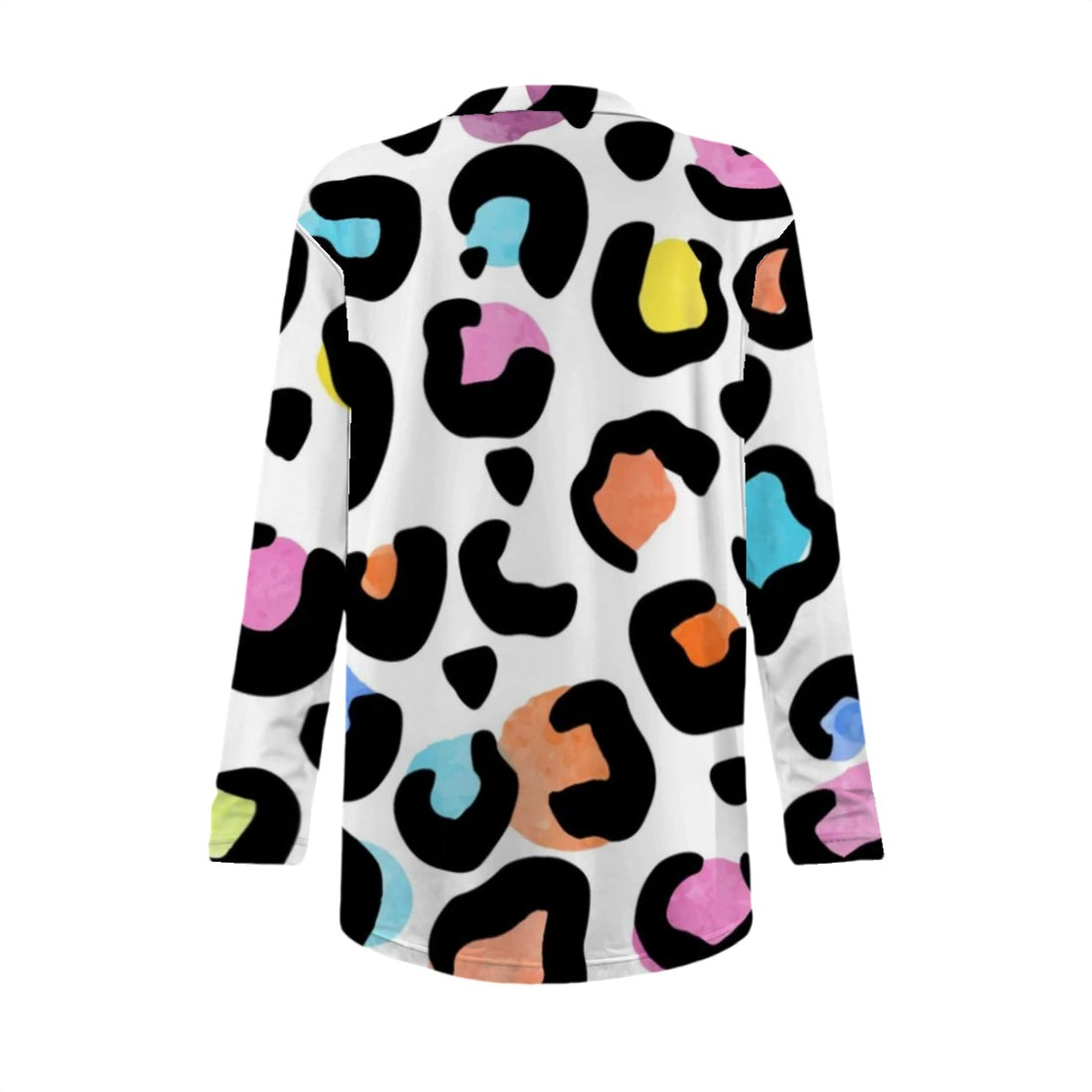 Animal Print Long Cardigan | White Multicolor Leopard & Cheetah Sweater