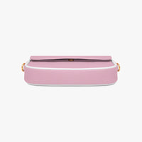 Pastel pink mini shoulder bag with top flap and gold-toned hardware
