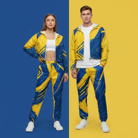 Blue Yellow Windbreaker | Women's Cropped Pullover Hooded Jacket