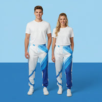 White Colour Track Pants | Unisex All-Over Print Streetwear Joggers