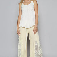 Off-white halter sleeveless top with gathered smocking shirring detail