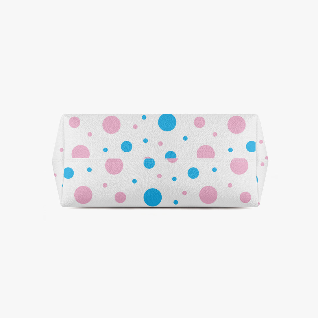 White Pink and Blue Polka Dot Bag Vegan Leather Shoulder Tote