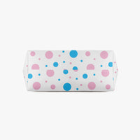 White Pink and Blue Polka Dot Bag Vegan Leather Shoulder Tote
