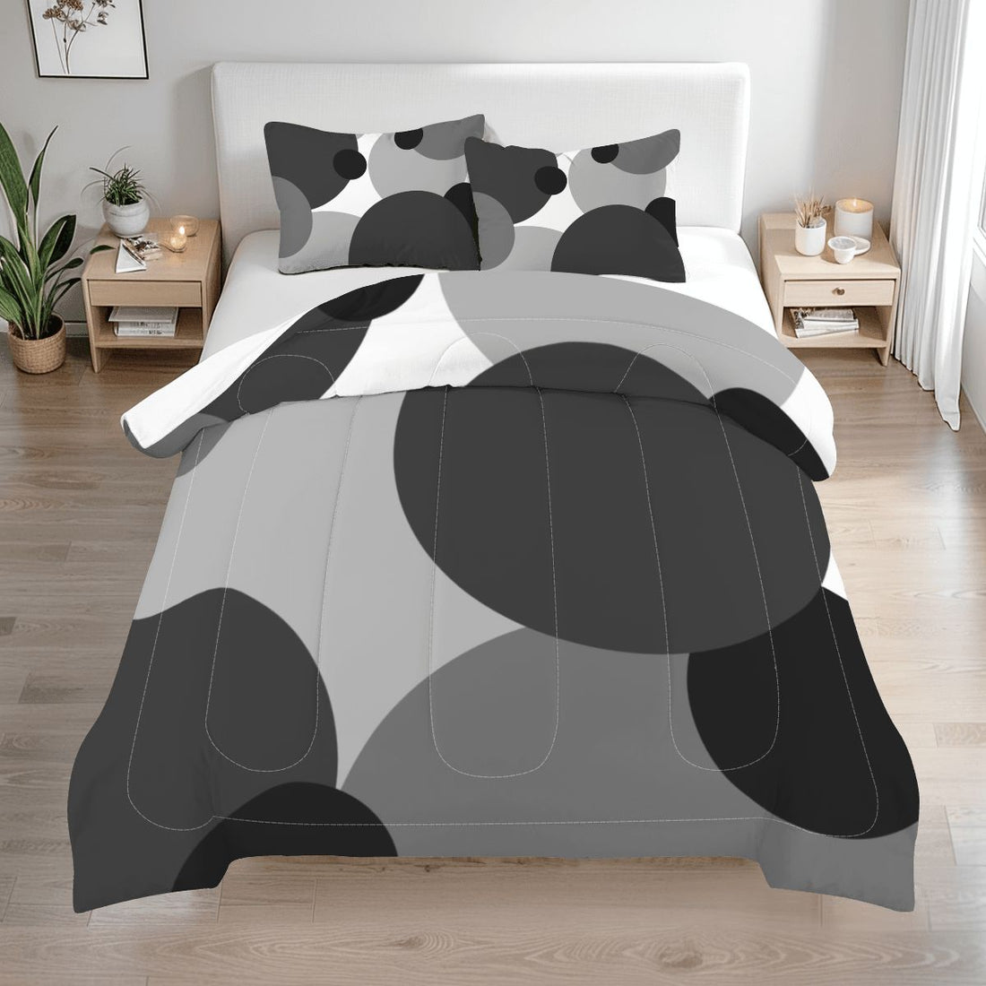 Abstract Geometric Black and Gray Bedding Set