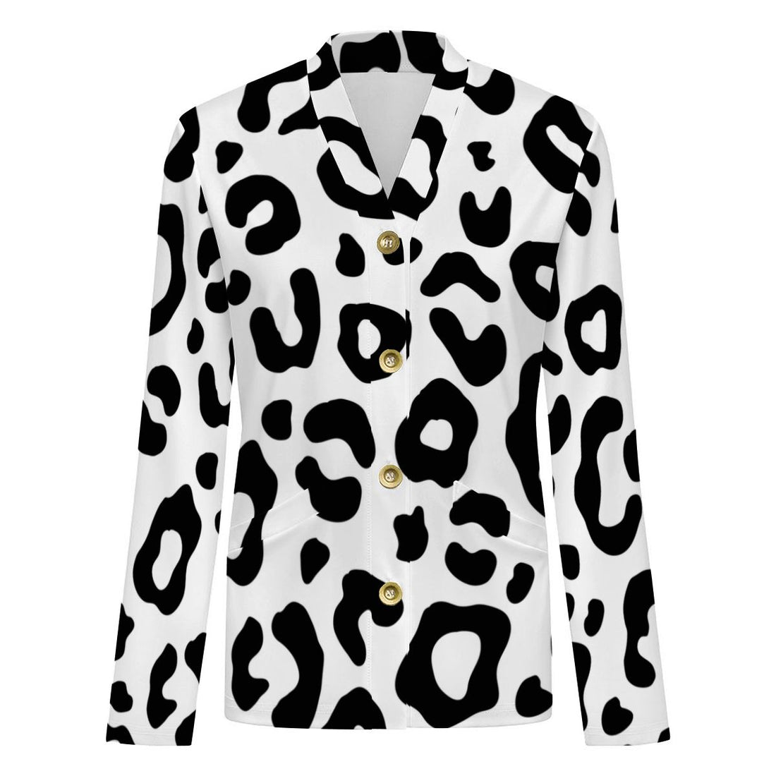 White Leopard Print Buttoned Cardigan