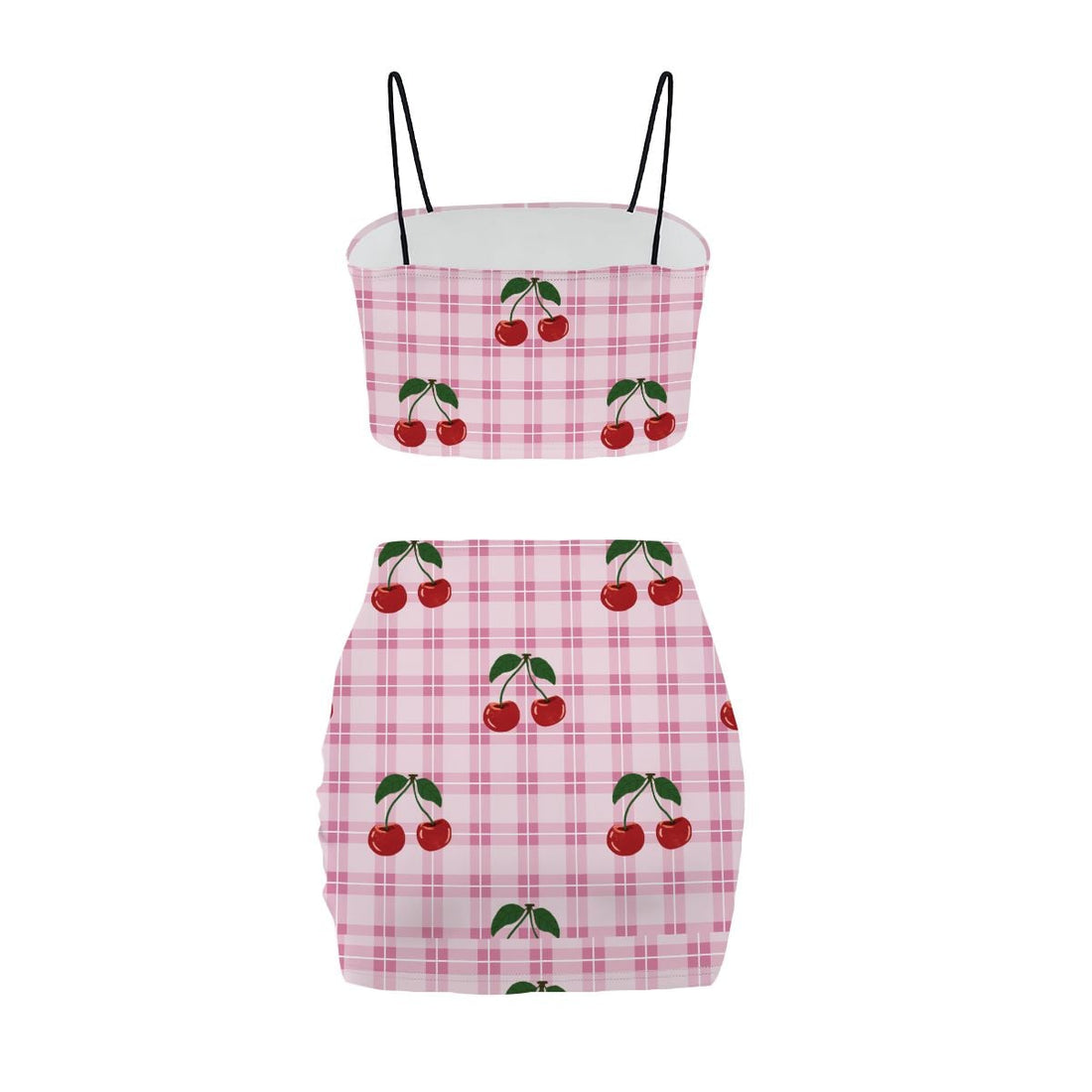 Pink and White Gingham with Cherries Co Ord Set - Women&