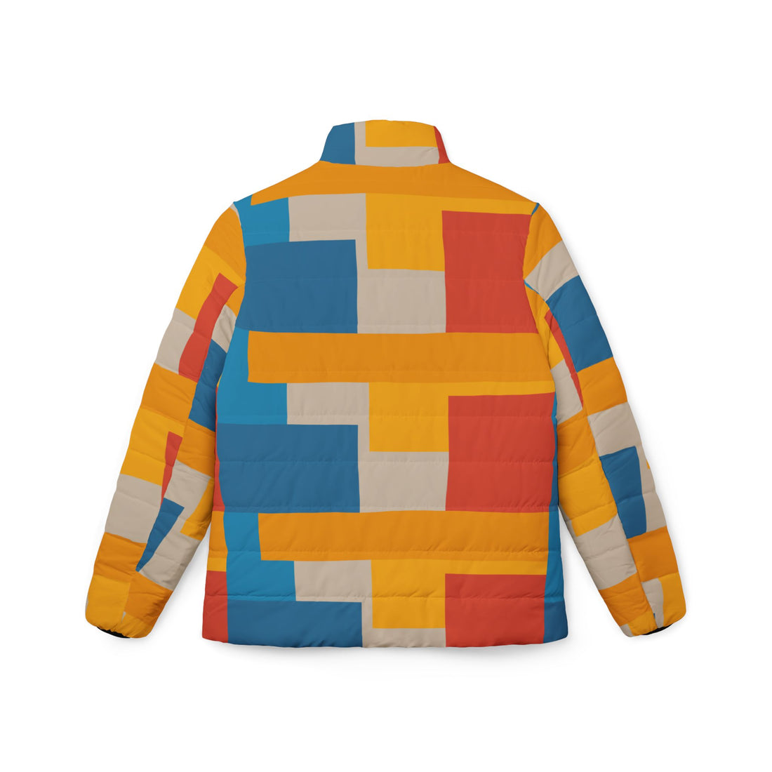Color Block Puffer Coat | Blue Orange and Red Color Block Outerwear