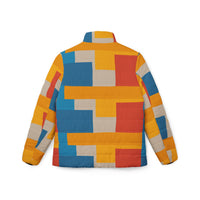 Color Block Puffer Coat | Blue Orange and Red Color Block Outerwear