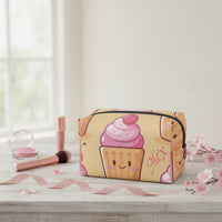 Waterproof Makeup Pouch | Personalized Yellow Cupcake Print