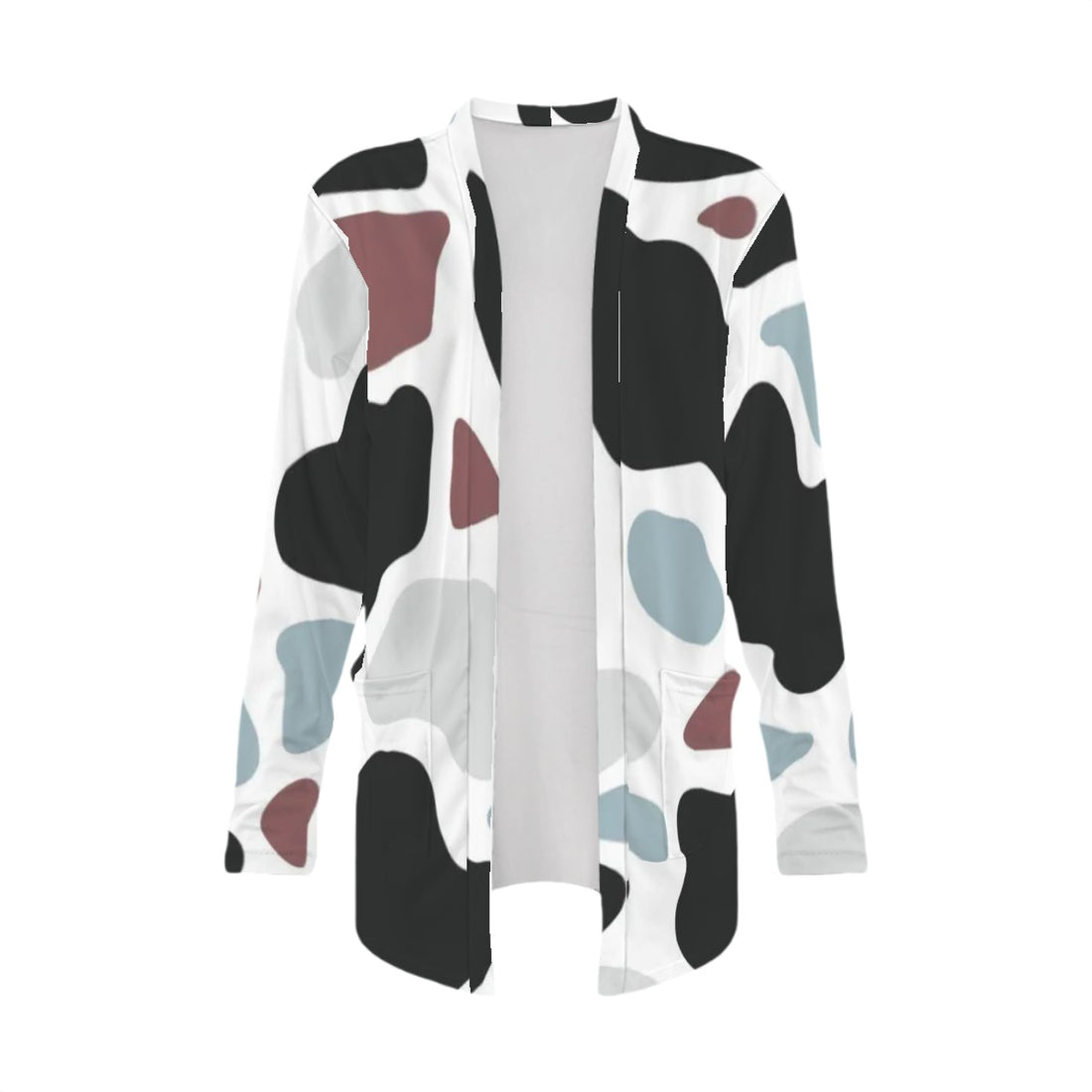 Cow Print Cardigan | Multicolor Color Block Animal Pattern Sweater