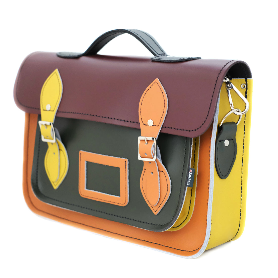 Handmade Leather Satchel - Autumnal Kaleidoscope-2