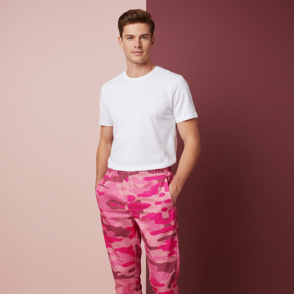 Camo Pink Pants | Unisex All-Over Print Streetwear Joggers