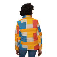 Color Block Puffer Coat | Blue Orange and Red Color Block Outerwear
