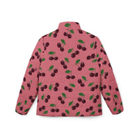 Women's Puffer Coats | Sweet Pink Cherry Print Outerwear