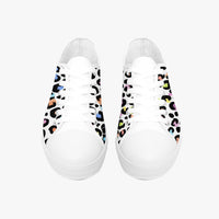 Leopard Print Trainers Womens White Multi Color Canvas Low Top Shoes