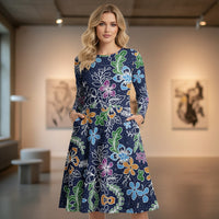 Porcelain Lattice Blue Floral Dress | White and Blue Midi