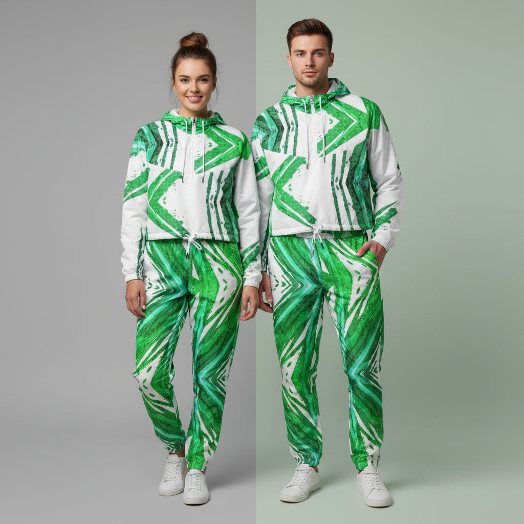 White And Green Windbreaker | Women&