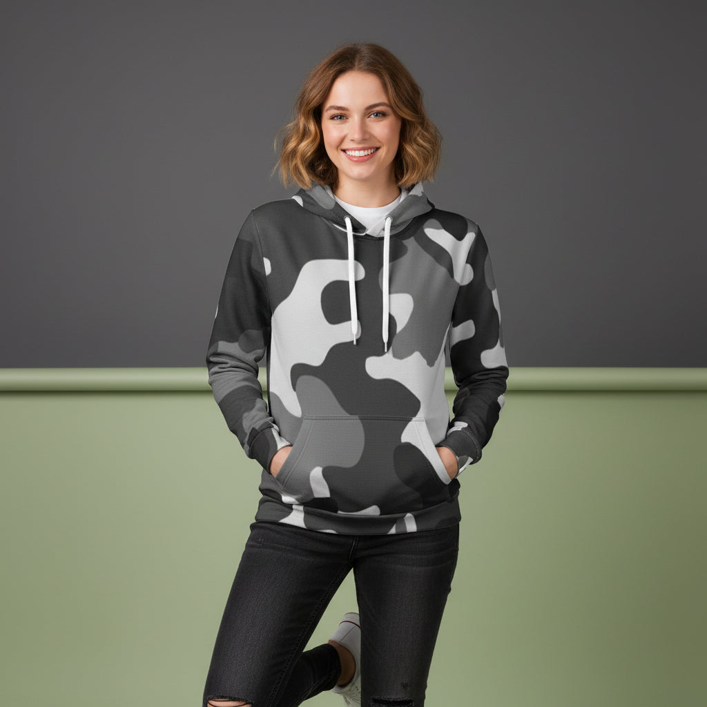 Midnight Stealth Black Camo Hoodie | Unisex Streetwear Pullover