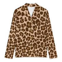 Brown Leopard Print Buttoned Cardigan