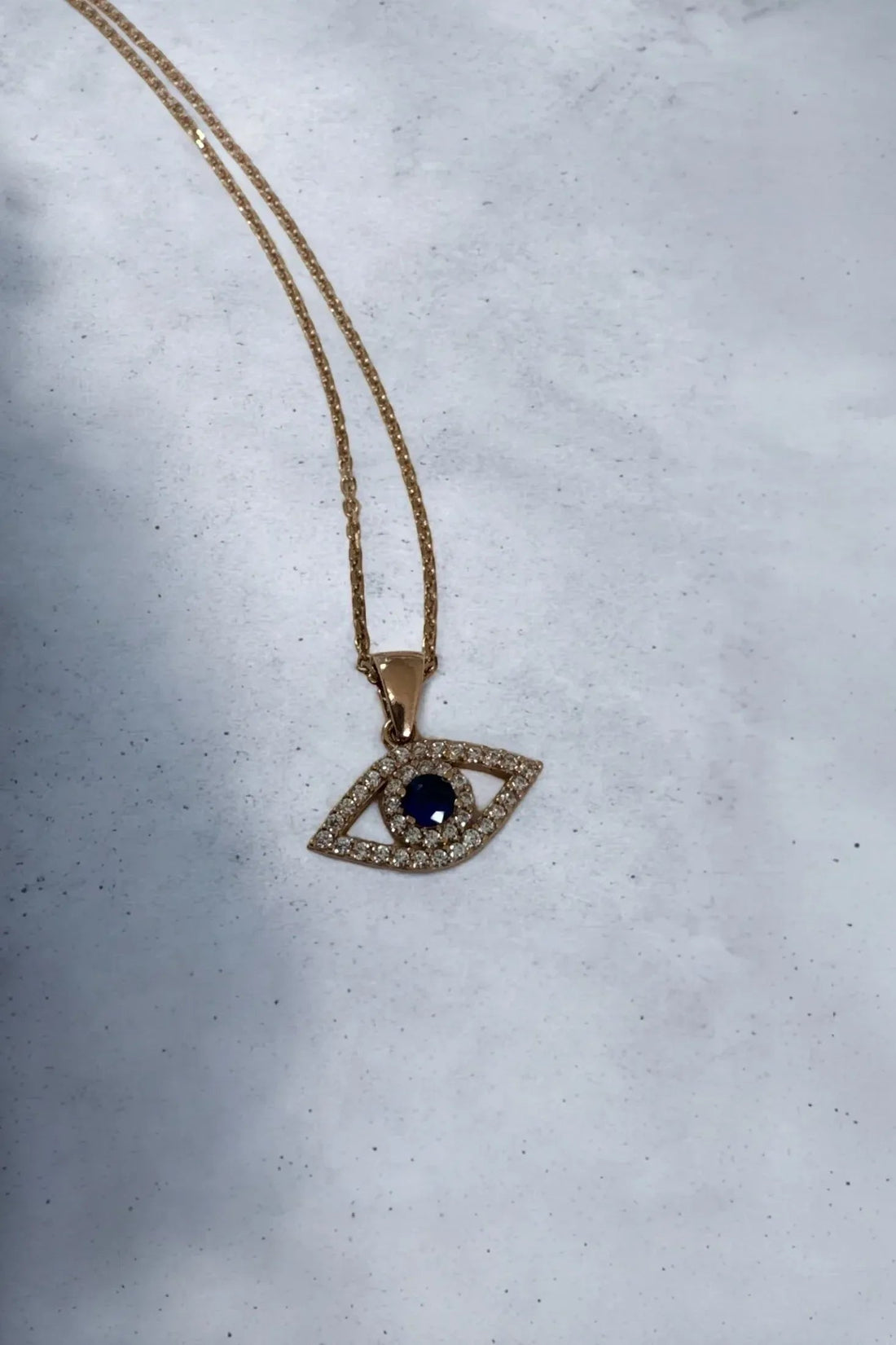 Evil Eye Elliptical Necklace Blue Rosegold-3