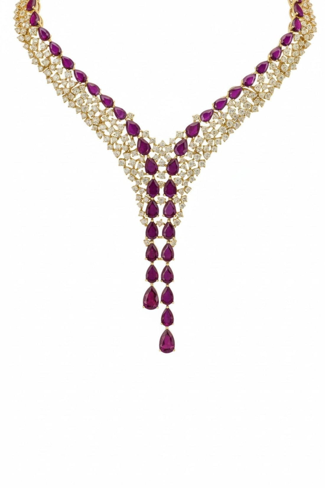 Baroness Statement Necklace Ruby Gold-0