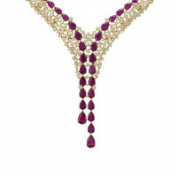 Baroness Statement Necklace Ruby Gold-0