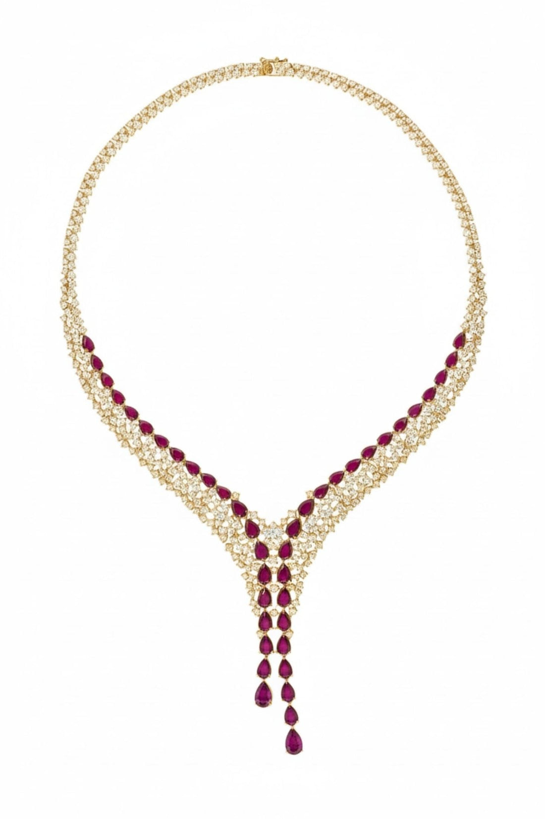 Baroness Statement Necklace Ruby Gold-2