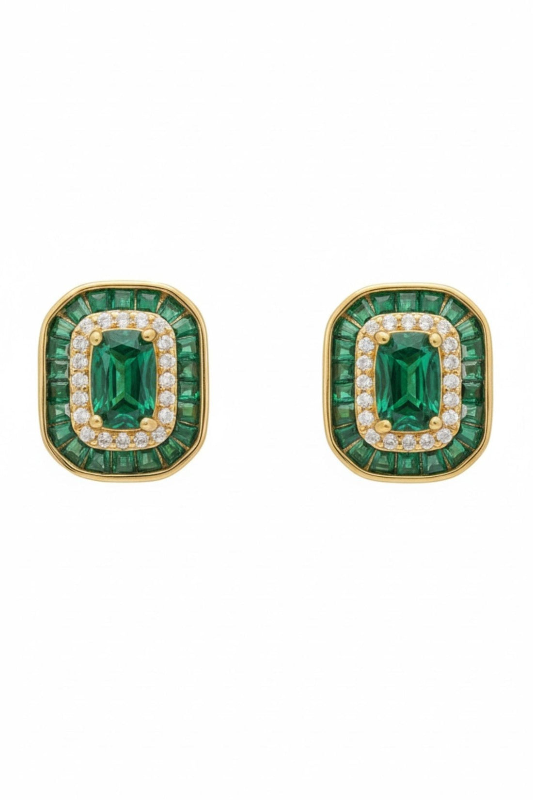 Great Gatsby Stud Earrings Emerald Gold-0