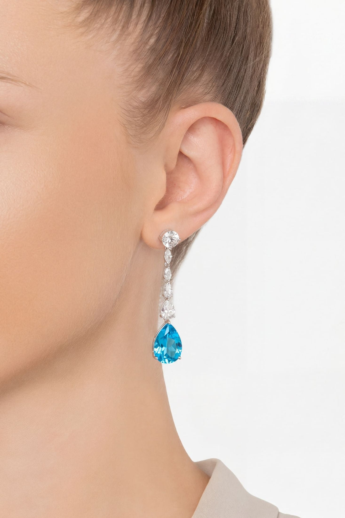 Bardot Blue Topaz Drop Earrings Silver-1