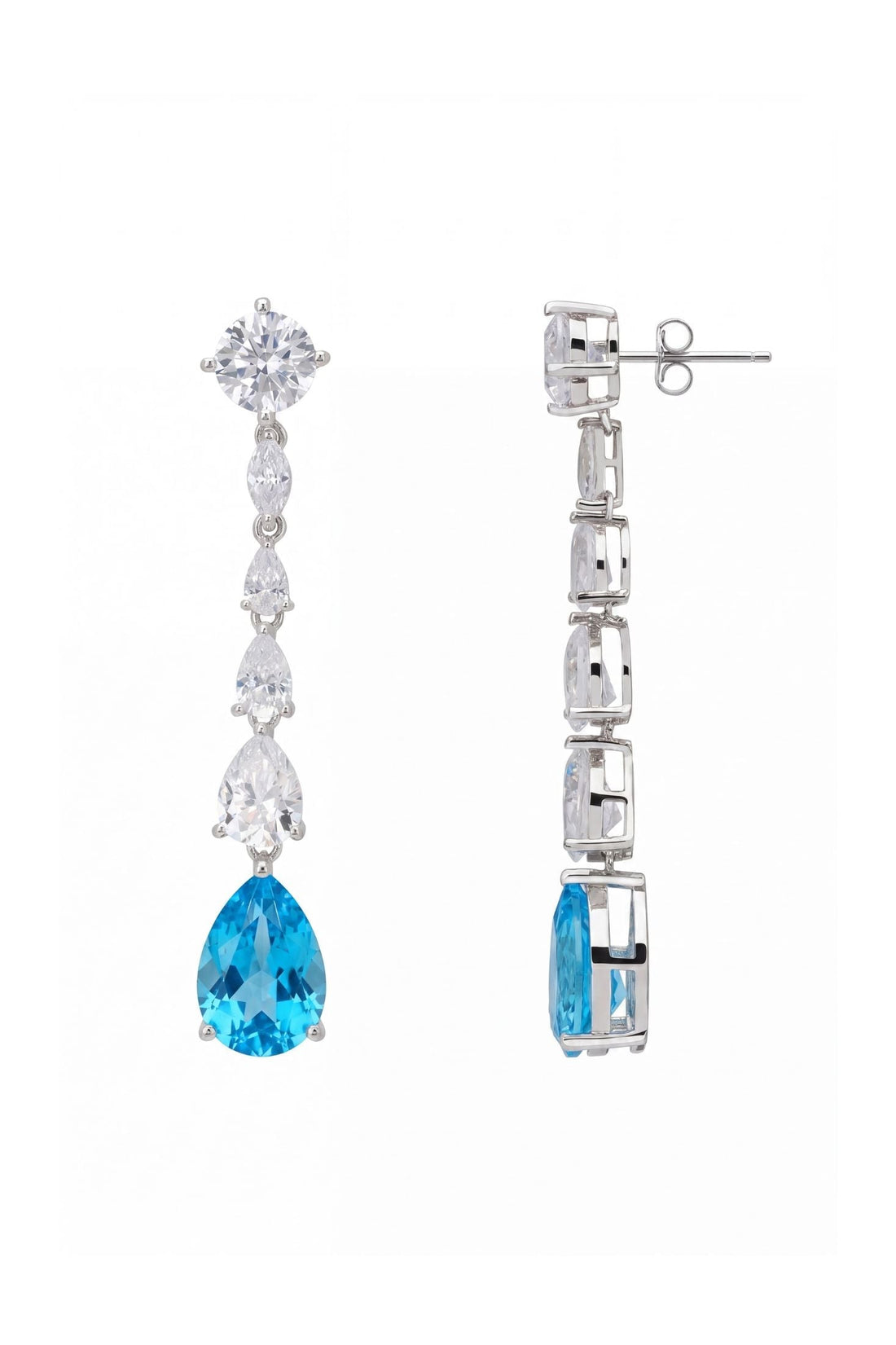 Bardot Blue Topaz Drop Earrings Silver-2