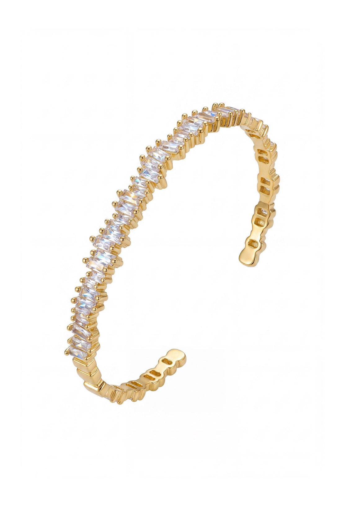 Baguette Ice Cuff Bangle Gold White-0