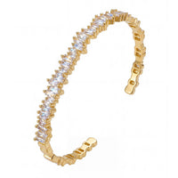 Baguette Ice Cuff Bangle Gold White-0