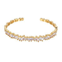 Baguette Ice Cuff Bangle Gold White-3