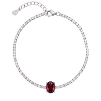 Garbo Oval Gemstone Tennis Bracelet Ruby Silver-0