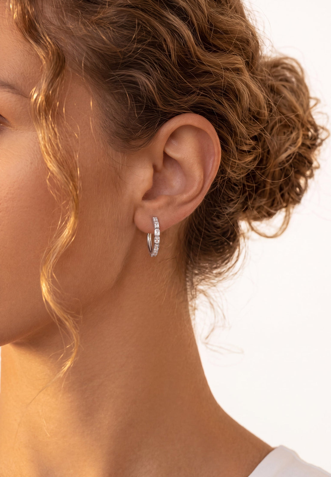 Classic Baguette Hoop Earrings Silver-3