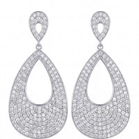 Silver teardrop earrings with pavé crystal detailing