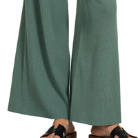Jade green wide-leg pants with relaxed drape