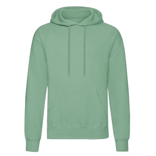 Mint green pullover hoodie with drawstring hood and front kangaroo pocket