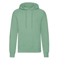 Mint green pullover hoodie with drawstring hood and front kangaroo pocket