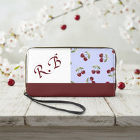 Red Wristlet Wallet | Personalized Wine & Blue Clutch